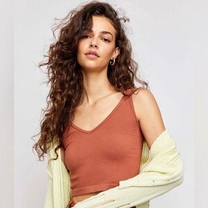 Intimately Free People Solid Ribbed Brami Crop Top Terracotta